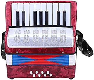 Professional Accordian, 17 Key 8 Bass Piano Accordion Musical Instrument for Beginners Students(Red)