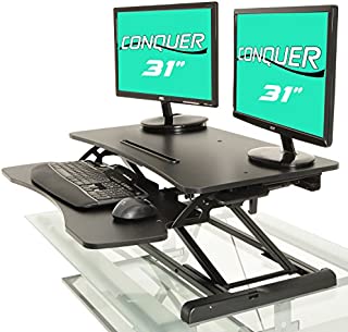 Conquer Height Adjustable Standing Desk Monitor Riser Gas Spring Tabletop Sit to Stand Workstation, 31.5