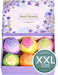 LuxSpa Bath Bombs Gift Set - The Best Ultra Bubble Fizzies with Natural Dead Sea Salt Cocoa and Shea Essential Oils, 6 x 4.1 oz, The Best Birthday Gift Idea for Her/Him, Wife, Girlfriend, Women