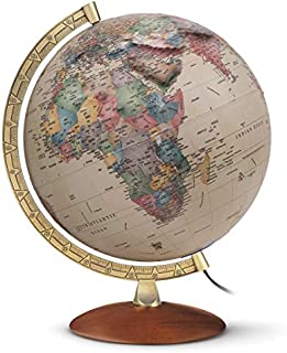 Waypoint Geographic Light Up Globe with Raised Relief - Athens Relief 12 Desk Decorative Illuminated Antique Ocean Style, Up to Date World Globe