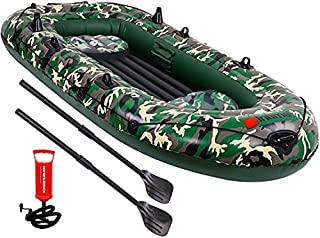 EPROSMIN 4 Person Inflatable Boat Canoe - 9FT Raft Inflatable Kayak with Air Pump Rope Paddle 2,3 or 4 Person Boat for Adults and Kids, Portable Camouflage Fishing Boat