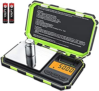 (Upgradaed) Brifit Digital Mini Scale, 200g /0.01g Pocket Scale, 50g calibration weight, Electronic Smart Scale, 6 Units, LCD Backlit Display, Tare, Auto Off, Stainless Steel (Battery Included)