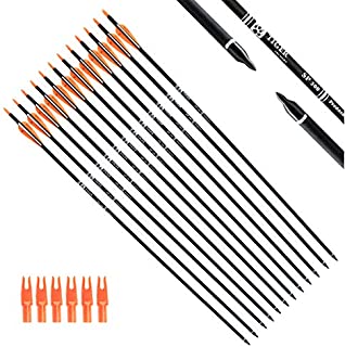 Tiger Archery 30Inch Carbon Arrow Practice Hunting Arrows with Removable Tips for Compound & Recurve Bow(Pack of 12) (Orange White)