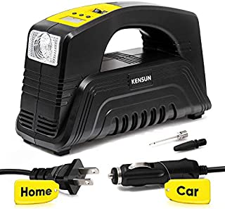 Kensun AC/DC Digital Tire Inflator for Car 12V DC and Home 110V AC Rapid Performance Portable Air Compressor Pump for Car, Bicycle, Motorcycle, Basketball and Others