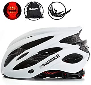 KINGBIKE Bike Helmet Men Women Bicycle Adult Cycling Specialized Road Mountain MTB Helmets for Mens Womens Adults Casco para Bicicleta with Safety Light Portable Bag Accessories(White)