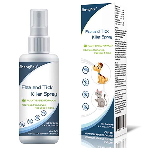 Flea and Tick Spray for Dogs & Cats Safe Humans Kids & Pet Vet's Treatment Best Pets Ticks, Fleas and Insect Killer Best for Home Yard, Outdoor and Indoor House, No Powder & All Natural, Charity !