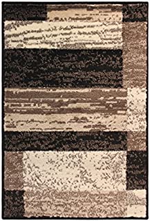 SUPERIOR Modern Rockwood Collection Area Rug, Modern Area Rug, 8 mm Pile, Geometric Design with Jute Backing, Chocolate, 3' x 5'