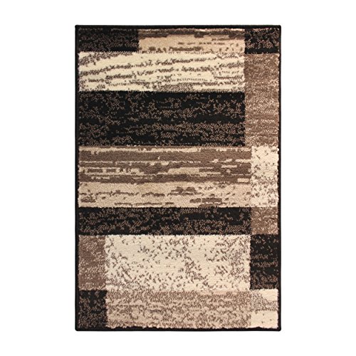 SUPERIOR Modern Rockwood Collection Area Rug, Modern Area Rug, 8 mm Pile, Geometric Design with Jute Backing, Chocolate, 3' x 5'