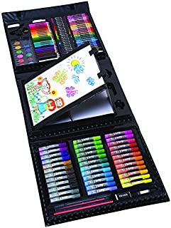 Art 101 USA Budding Artist 154 Piece Junior Artist Trifold Easel Art Set, White