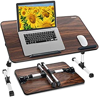 Laptop Bed Tray Table, Adjustable Height and Angle Laptop Desk, Portable Lap Desks with Foldable Legs, Writing, Eating, Gaming, Working Standing Desk for Couch Sofa Bed