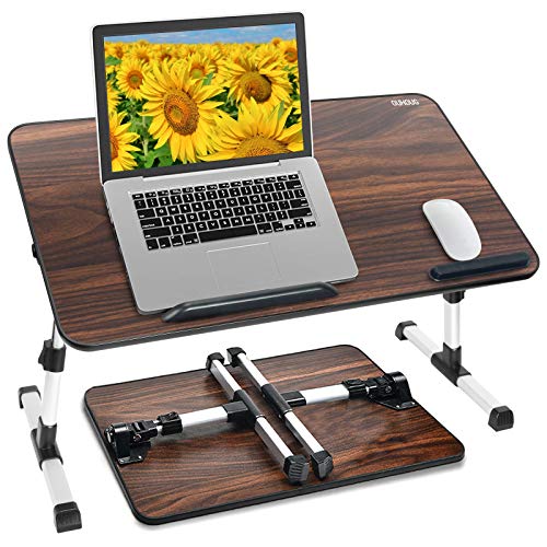 Laptop Bed Tray Table, Adjustable Height and Angle Laptop Desk, Portable Lap Desks with Foldable Legs, Writing, Eating, Gaming, Working Standing Desk for Couch Sofa Bed