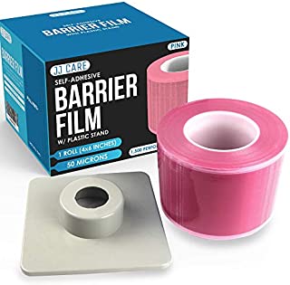 JJ CARE Pink Barrier Film (4x6) Dental Barrier Film, Barrier Tape Roll with Film Dispenser (1500 Sheets) Perforated Tattoo Barrier Film, Tape Barrier for Dental Equipments, Tattoo Machines & More