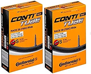 Continental Race 28 700x25-32c Bicycle Inner Tubes - 42mm Long Presta Valve - 2 Pack w/ Conti Sticker