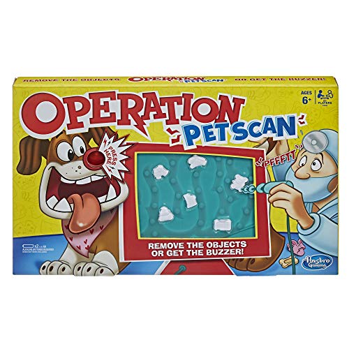 Operation Pet Scan Board Game for 2 or More Players, Kids Ages 6 and Up, with Silly Sounds, Remove The Objects or Get The Buzzer