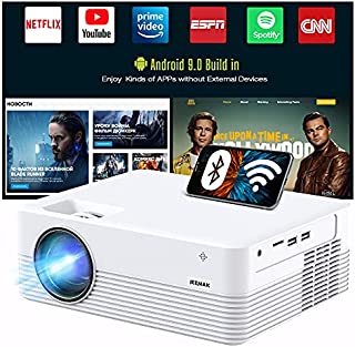 JEEMAK Smart Projector, Android WiFi Bluetooth Projector, Mini Portable Wireless Projector, 5000 Lux, LED Video Projector for Smart Phone, HD 1080P Supported and 170