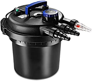 Flexzion Pond Pump Filter Bio Water Pressure Filter with Ultraviolet Feature UV Light Sterilizer Bulb Canister System Koi Fish Aquarium Tank Garden Water Clarifier 800-1600 Gallons (6000L)|