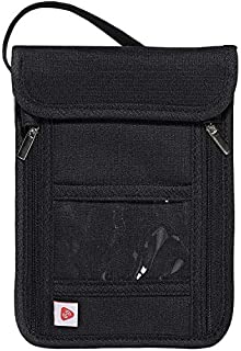 Passport Holder, Neck Wallet - RFID Blocking Hidden Security Travel Wallet Pouch Organizer Case for Women Men, Keep Your Money And Documents Safe - Black