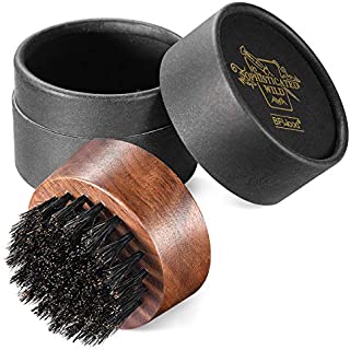 BFWood Beard Brush for Men - Boar Bristles Small and Round - Black Walnut Wood