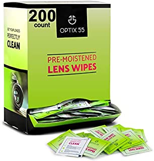 Eyeglass Cleaner Lens Wipes- 200 Pre-Moistened Individual Wrapped Eye Glasses Cleaning Wipes | Glasses Cleaner Safely Cleans Glasses, Sunglasses, Phone Screen, Electronics & Camera Lense| Streak-Free