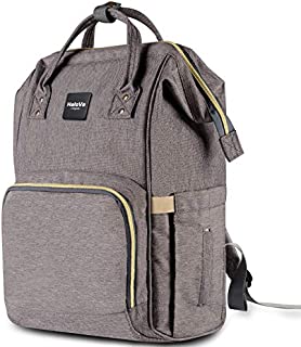 HaloVa Diaper Bag Multi-Function Waterproof Travel Backpack Nappy Bags for Baby Care, Large Capacity, Stylish and Durable, Gray