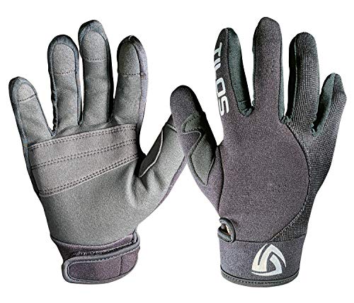 Tilos 1.5mm Tropical Dive Gloves Stretchy Mesh with Amara Leather for Snorkeling, Kayaking, Water Jet Skiing, Sailing, Scuba Diving, Rafting (Black, L)