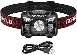 Rechargeable Headlamp, 500 Lumens White Cree LED Head Lamp Flashlight with Redlight and Motion Sensor Switch, Perfect for Running, Hiking, Lightweight, Waterproof, Adjustable Headband, 5 Display Modes