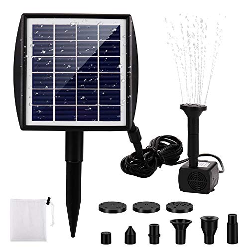 FREESOO Solar Fountain Pump, Solar Water Pump for Fountains with Panel 2.0W Solar Powered Fountain Pump Solar Pool Fountain Solar Pump Kit for Pond Bird Bath Pool Goldfish Patio Garden