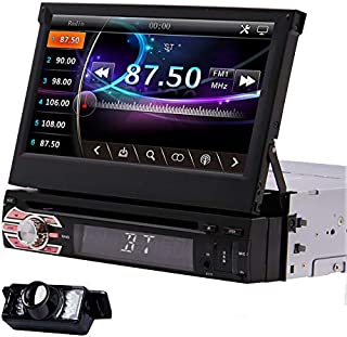 1Din Car Radio GPS Stereo Navigation System 7inch Car DVD CD Player Capacitive Touchscreen in Deck Headunit Support Mirror Link for Android Smart Phone Steering Wheel Control with Reversing Camera