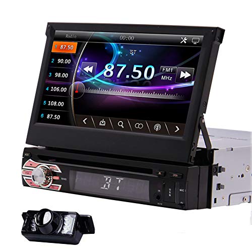 1Din Car Radio GPS Stereo Navigation System 7inch Car DVD CD Player Capacitive Touchscreen in Deck Headunit Support Mirror Link for Android Smart Phone Steering Wheel Control with Reversing Camera