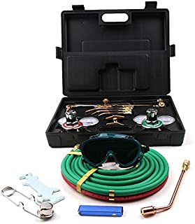 Goujxcy Welding & Cutting Kit,Gas Welding Cutting Torch Kit, Portable Oxy Acetylene Oxygen Brazing, Professional Tool Set,Black