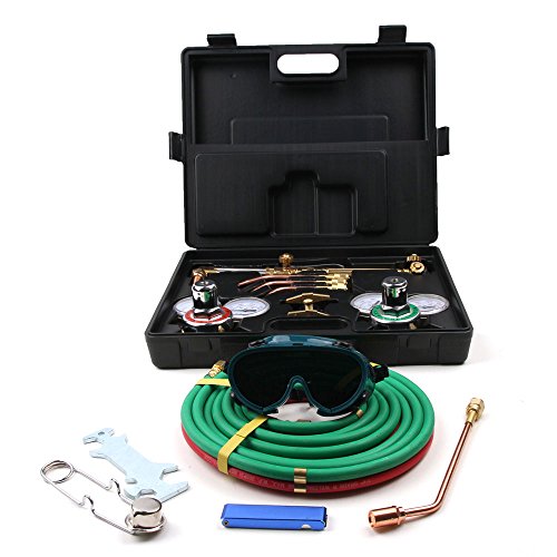 Goujxcy Welding & Cutting Kit,Gas Welding Cutting Torch Kit, Portable Oxy Acetylene Oxygen Brazing, Professional Tool Set,Black