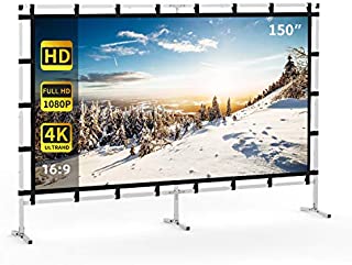 Projector Screen, KSAN Outdoor Projector Screen 150 Inch, Portable Projector Giant Screen with 16:9 HD 4K for Party Home Theater Cinema