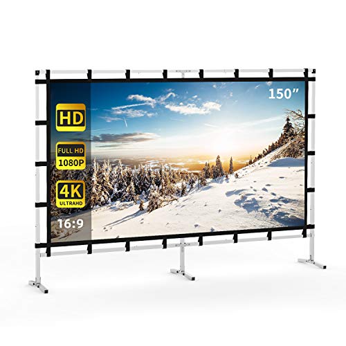 Projector Screen, KSAN Outdoor Projector Screen 150 Inch, Portable Projector Giant Screen with 16:9 HD 4K for Party Home Theater Cinema