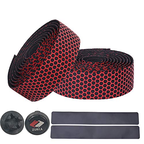 Bike Handlebar Tape Superior Grip Bicycle Bar Tapes with Bar Plugs 2PCS Per Set-Red