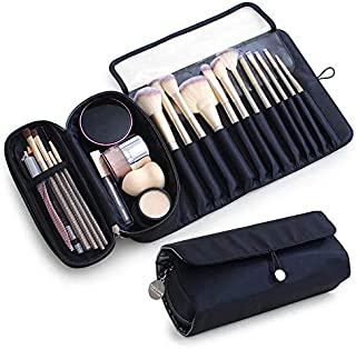 Portable Makeup Brush Organizer Makeup Brush Holder for Travel Can Hold 20+ Brushes Cosmetic Bag Makeup Brush Roll Up Case Pouch for Woman(Only Bag)