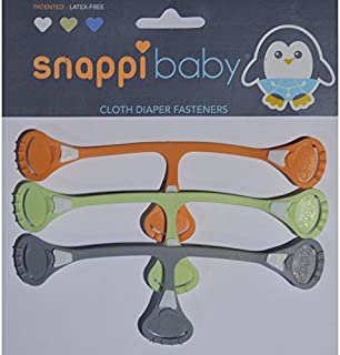 Snappi Cloth Diaper Fasteners - Replaces Diaper Pins - Use with Cloth Prefolds and Cloth Flatfolds [Neutral 3 Pack]