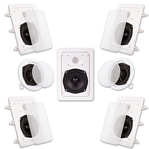 Acoustic Audio HT-57 In Wall In Ceiling 1400 Watt Home Theater 7 Speaker System