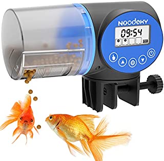 Noodoky Automatic Fish Feeder, Moisture-Proof Electric Auto Fish Food Feeder Timer Dispenser for Aquarium or Small Fish Turtle Tank, Auto Feeding on Vacation or Holidays