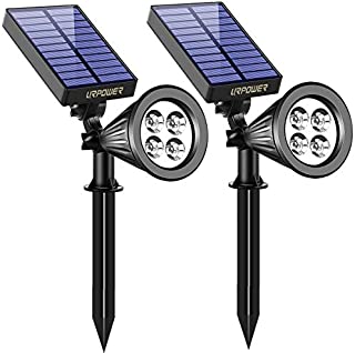 URPOWER Solar Lights, 2-in-1 Waterproof 4 LED Solar Spotlight Adjustable Wall Light Landscape Light Security Lighting Dark Sensing Auto On/Off for Patio Deck Yard Garden Driveway Pool Area(2 Pack)