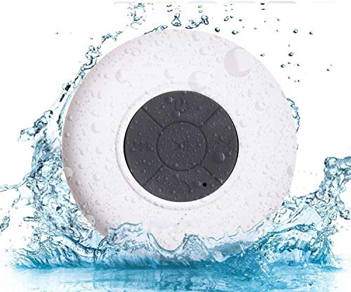 WYNCO Shower Speaker Bluetooth Waterproof Water Resistant Hands-Free Portable Wireless, Built-in Microphone, Solid Suction Cup, Long Play Time (White)