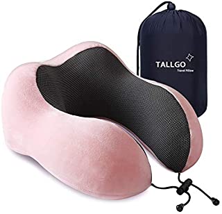 Travel Pillow, Best Memory Foam Neck Pillow Head Support Soft Pillow for Sleeping Rest, Airplane Car & Home Use (Pink)