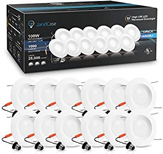 12 Pack 5/6 Inch LED Recessed Ceiling Light, 12W=100W, JandCase Dimmable Recessed Lighting,CRI 95, E26 Base, 3000K Soft White, 1000LM, Super Bright Ceiling Downlight, Low Blue, Damp Rated, UL Listed