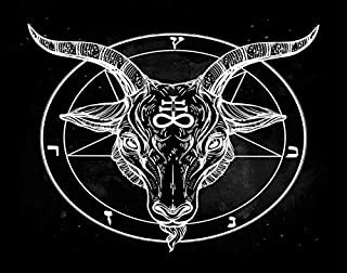 Uoopati DIY 5D Diamond Painting by Number Kit, Pentagram Demon Baphomet Satanic Goat Head Binary Symbol Tattoo Retro Music Diamond Embroidery Paintings Cross Stitch for Home Decor, 16x20 Inch