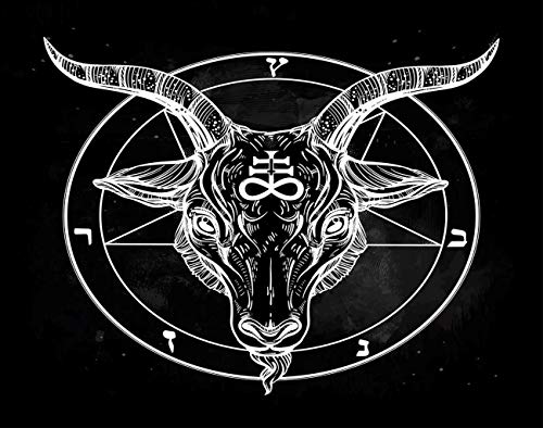 Uoopati DIY 5D Diamond Painting by Number Kit, Pentagram Demon Baphomet Satanic Goat Head Binary Symbol Tattoo Retro Music Diamond Embroidery Paintings Cross Stitch for Home Decor, 16x20 Inch