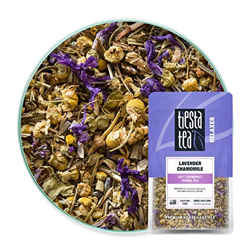 Tiesta Tea - Lavender Chamomile, Loose Leaf Soft Chamomile Herbal Tea, Non-Caffeinated, Hot & Iced Tea, 0.9 oz Pouch - 25 Cups, Natural, Stress Relief & Health Support, Herbal Tea Loose Leaf