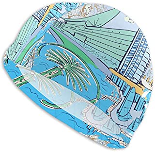 YISHOW Dubai Doodles Swimming Bathing Cap for Long Hair Dreadlocks Weaves Hair Extensions Braids Women & Men