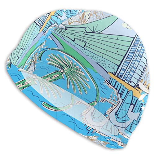 YISHOW Dubai Doodles Swimming Bathing Cap for Long Hair Dreadlocks Weaves Hair Extensions Braids Women & Men