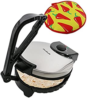 10inch Roti Maker by StarBlue with FREE Roti Warmer - The automatic Stainless Steel Non-Stick Electric machine to make Indian style Chapati, Tortilla, Roti AC 120V 60Hz 1200W