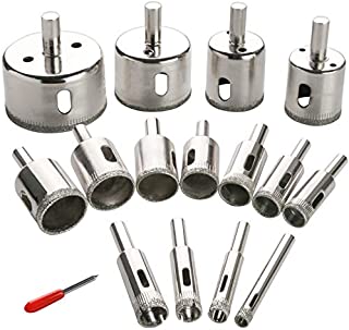 Diamond Drill Bit Set Hole, 15PCS Hole Saw Set for Glass, Marble, Granite Stone