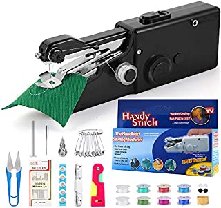 buyfitcase Portable Sewing Machine, Mini Sewing Professional Cordless Sewing Handheld Electric Household Tool - Quick Stitch Tool for Fabric, Clothing, or Kids Cloth Home Travel Use-Black8113-1